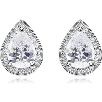 Náušnice Náušnice ze stříbra 925, čirá zirkonová slza ve třpytivém obrysu, rhodiované