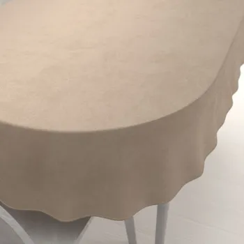 ubrus Velký sametový oválný ubrus Velvet Premium SVP-042 Béžovohnědý 160x200 cm