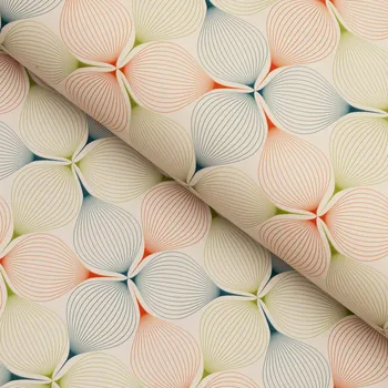 ubrus PVC ubrus Červeno-modro-zelené designové květy na béžovém PV-183 - metráž š. 140 cm