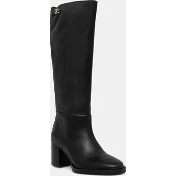 Dámská obuv Kožené kozačky Tommy Hilfiger STACKED HEEL LEATHER LONG BOOT FW0FW08865 černá 99X, EUR 37