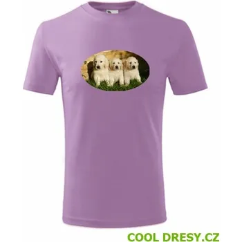Dětské tričko se štěňátky - Barva: fialová, Velikost 8let