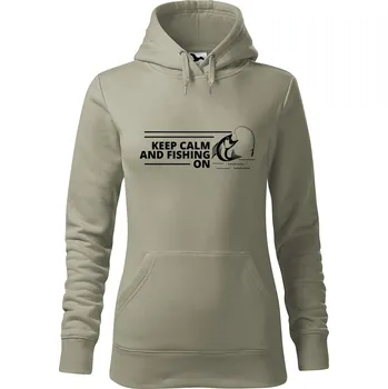 Pánská mikina Dámská mikina Keep calm fishing Velikost (žena): XL, Vyberte barvu: Světlá khaki