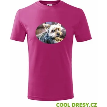 Chlapecké oblečení Dětské tričko s jorkšírem - Barva: purpurová, Velikost 8let