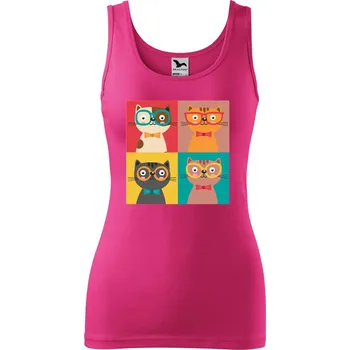 Dámské tílko s potiskem Čtyři kočky Velikost: XS, Barva: Purpurová