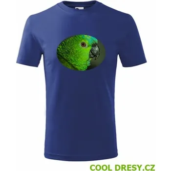 Dětské tričko s papouškem 2 - Barva: královská modrá, Velikost 8let
