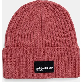 Čepice Čepice s vlnou Karl Lagerfeld Jeans růžová barva, A3W33111 39X, vel. ONE SIZE