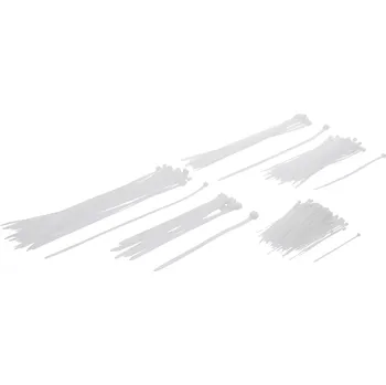 Stahovací páska Vázací pásky - bílé. Délka 100, 200, 300 mm BGS1080874 Sada 250 dílů (BGS1080874)