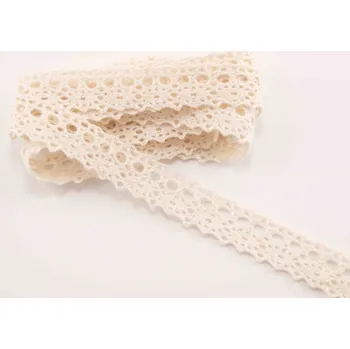 Krajka Bavlněná paličkovaná krajka - jemné zboubky - smetanová - šířka 1,5cm