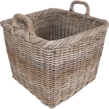 Koš čtvercový ratanový šedý 47x47 cm