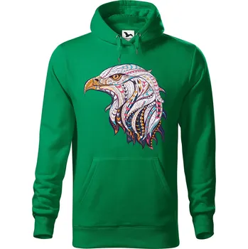 Pánská mikina Pánská mikina s potiskem Hlava orla Velikost (muž): S, Vyberte barvu: Středně zelená
