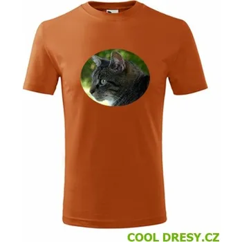 Dětské tričko s kočkou 2 - Barva: oranžová, Velikost 8let