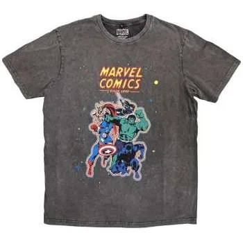 Zahraniční hudba Merch Marvel Comics: Marvel Comics Unisex Stone Wash T-shirt: Avengers (charcoal Grey) (medium) M