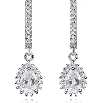 Náušnice Náušnice ze stříbra 925, broušený zirkon v podobě kapky, rhodiované