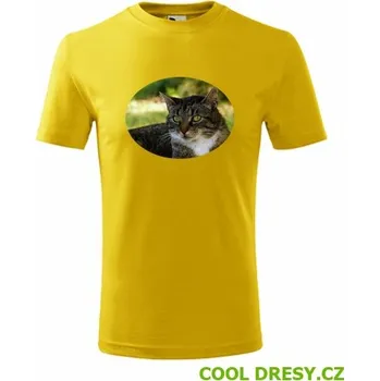 Dětské tričko s kočkou 4 - Barva: žlutá, Velikost 10let