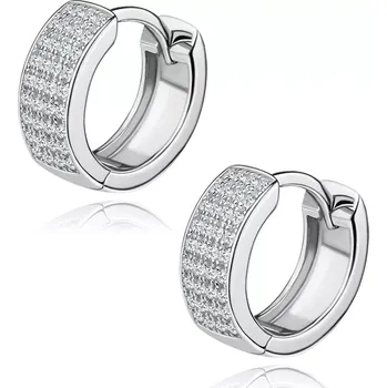 Náušnice Kloubové náušnice ze stříbra 925, drobné třpytivé zirkonky čiré barvy