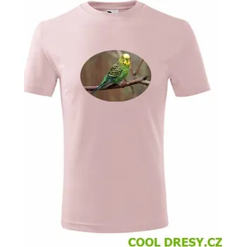 Dětské tričko s papouškem 3 - Barva: růžová, Velikost 4roky