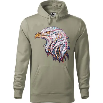 Pánská mikina Pánská mikina s potiskem Hlava orla Velikost (muž): 3XL, Vyberte barvu: Světlá khaki