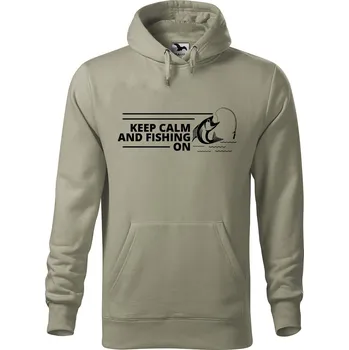 Pánská mikina Pánská mikina s potiskem Keep calm fishing Velikost (muž): 3XL, Vyberte barvu: Světlá khaki