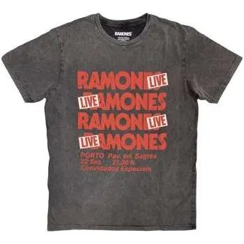 Zahraniční hudba Merch Ramones: Ramones Unisex Stone Wash T-shirt: Concert (charcoal Grey) (medium) M
