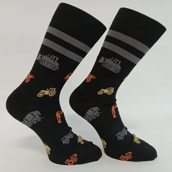 Pánské ponožky české ponožky TREPON STROJ černé se stavebními stroji velikosti ponožek: 24-27 ( EUR vel. 37-41)