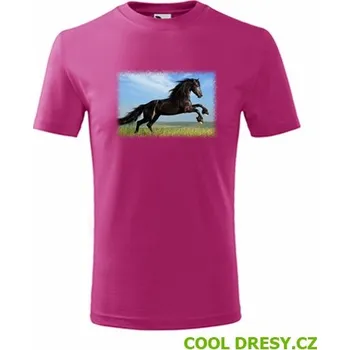 Chlapecké oblečení Tričko s koněm 2 dětské - Barva: purpurová, Velikost 4roky