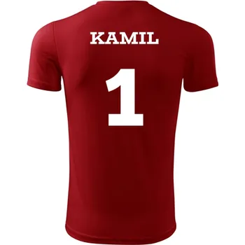 Dětský fotbalový dres se jménem - Barva: červená, Velikost 8let