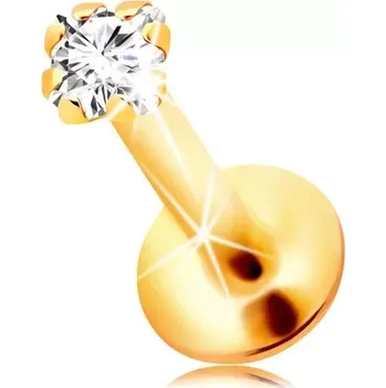 Piercing Piercing do brady a rtu ze žlutého 14K zlata, čirý čtvercový zirkon