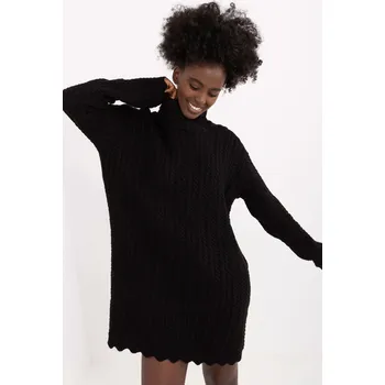 Dámský svetr Svetrové šaty s dlouhým rukávem model 52691 černé