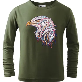 Chlapecké tričko DOBRÝ TRIKO Dětské bavlněné triko Hlava orla Velikost: 146/10 let, Barva: Khaki