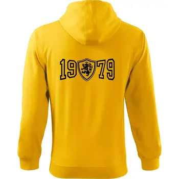 Pánská mikina Narozeninový motiv - znak - 1979 - Mikina s kapucí na zip trendy zipper - S ( Žlutá )
