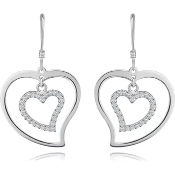 Náušnice Stříbrné 925 náušnice, kontury asymetrických srdíček, afro háčky