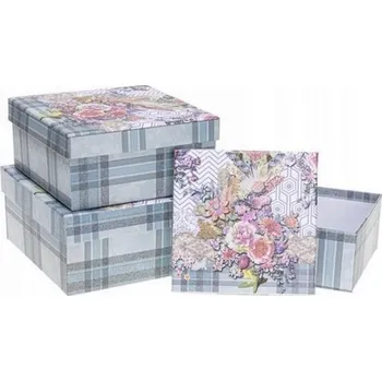 Dárková krabička Dárková krabička – Květinový motiv na modrém podkladu velká