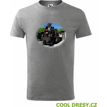 Chlapecké tričko Dětské tričko s parní mašinkou 354 - Barva: tmavě šedý melír, Velikost 10let