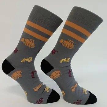 Pánské ponožky české ponožky TREPON STROJ šedé se stavebními stroji velikosti ponožek: 28-31 ( EUR vel. 42-46)