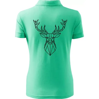 Geometrie - Jelen velký - Polokošile dámská Pique Polo - 2XL ( Mátová )