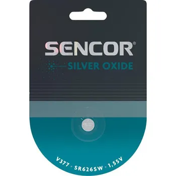 Článková baterie Baterie jednorázová stříbrooxidové, knoflíková, SR626SW, 1.55V, Sencor, blistr, 1-pack