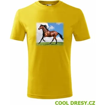 Chlapecké tričko Tričko s koněm dětské - Barva: žlutá, Velikost 6let