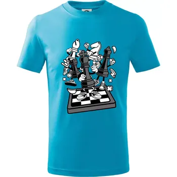 Šachový stůl - Tričko dětské bavlněné - 98 cm / 2 roky ( Světlý tyrkys )