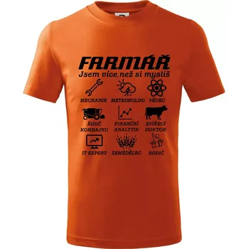 Symboly Farmář - Tričko dětské bavlněné - 146 cm/10 let ( Oranžová )
