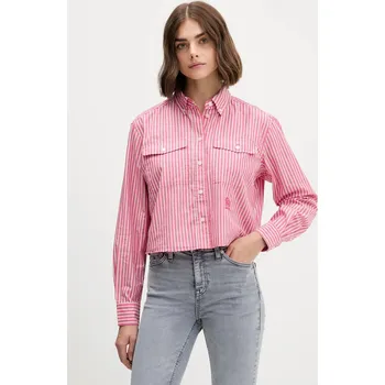 Pánská košile Bavlněná košile Tommy Jeans DW0DW21453 růžová 30E, vel. XS