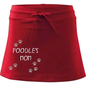 Dámská sukně Poodle`s mom Pudl) (Reflexní tlapky) - Sportovní sukně - two in one - XS ( Červená )