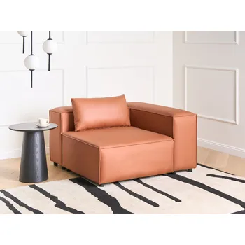 Pohovka Rohový 1místný modulární díl zlatohnědý veganská umělá kůže s polštářem moderní styl obývací pokoj Beliani