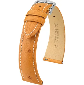 Módní doplněk Kožený řemínek Hirsch Massai Ostrich L 04362074-2, hnědý, pštrosí kůže, délka L, Quick Release