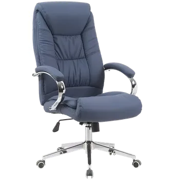 Křeslo MADEIRA křeslo kancelářské, kříž chrom, ekologická kůže tmavě modrá