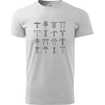 Typy stožárů vysokého napětí - Triko extra velké (5-8XL) - 6XL ( Světlešedý Melír )