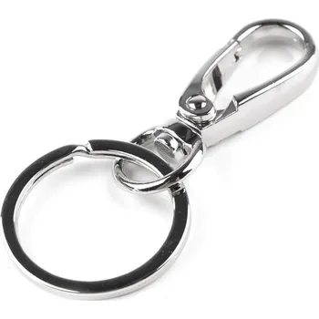 Kovová karabina otočná s kroužkem na klíče, malé, nikl