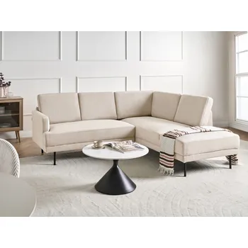 Sedací souprava Rohová pohovka béžová manšestrové čalounění levostranná 4místná kovové nohy vyztužené opěradlo minimalistická moderní Beliani