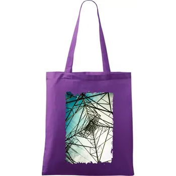 Nákupní taška Barevné nebe - stožáry vysokého napětí - Taška bavlněná - 42 x 38 cm ( Fialová )