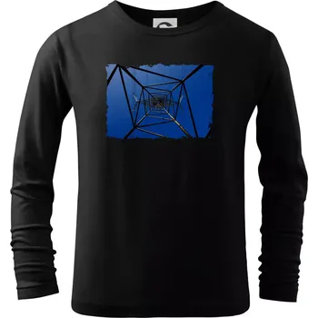 Chlapecké tričko Stožár vysokého napětí zespodu - Triko dětské Long Sleeve - 134 cm/8 let ( Černá )
