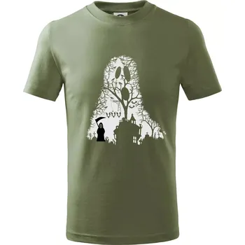 Chlapecké oblečení Halloween duch - Tričko dětské bavlněné - 134 cm/8 let ( Khaki )